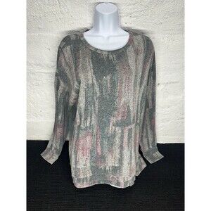 Vera Wang Simply Long Sleeve Warm Stretch Colorful Fray Blouse Size XL